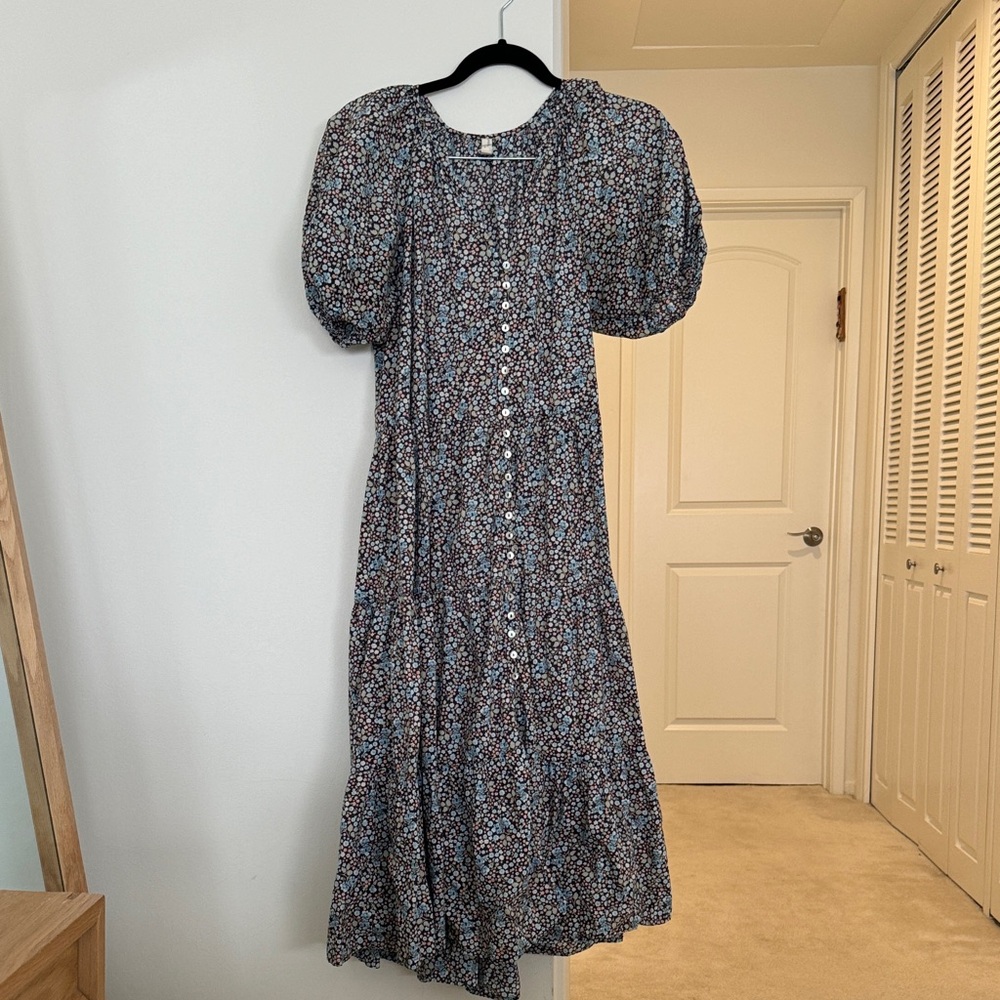 Spell Blue Floral Midi Dress
